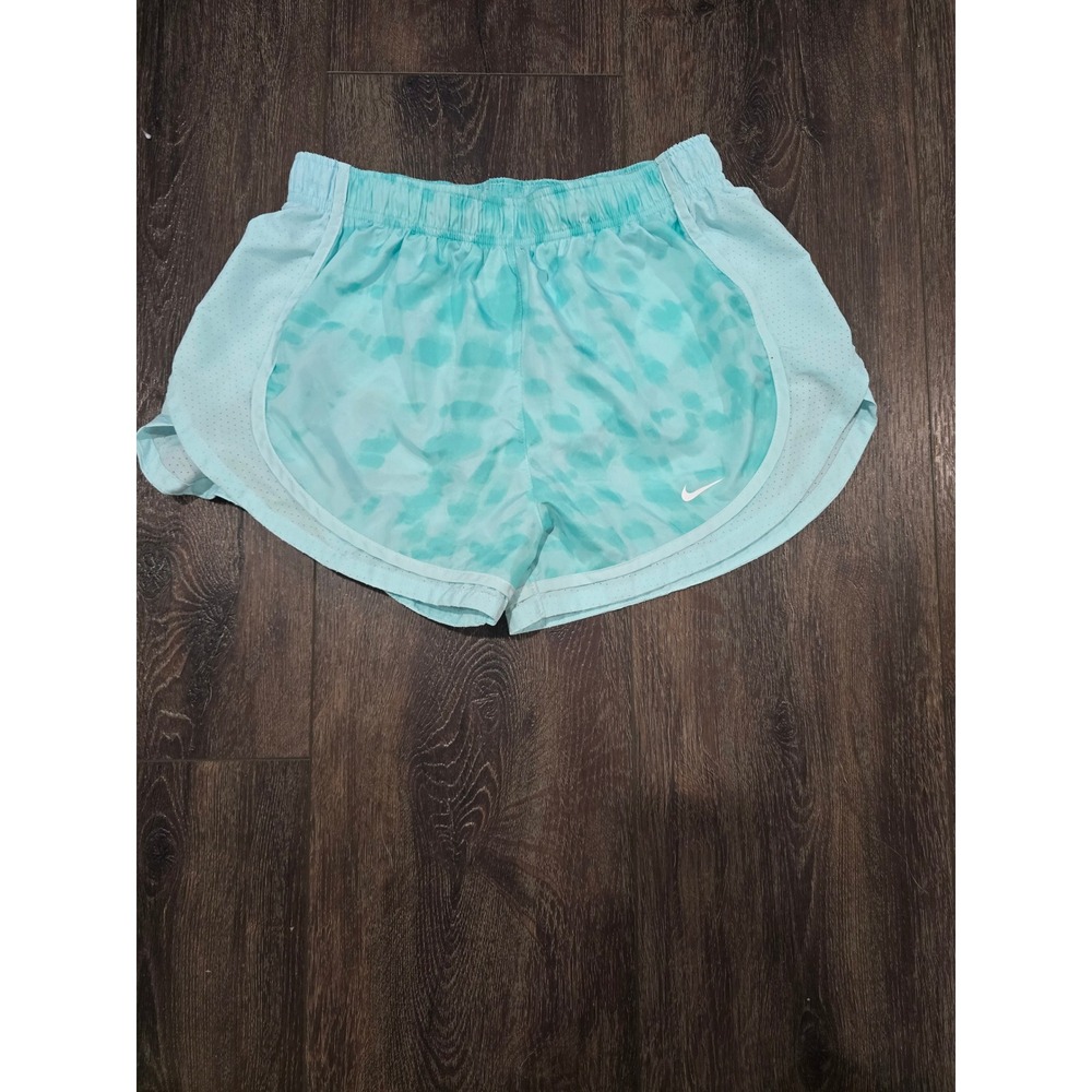 Nike Dri-FIT Tempo Running Shorts Teal Aqua Leopard Print Mesh Athletic Womens M